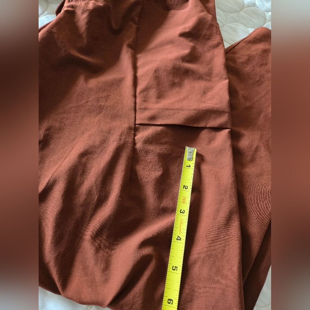 Athleta Pant 6 Rust Brown Skyline Belt Paperbag Travel Work Gorpcore Comfy Light - Picture 9 of 15